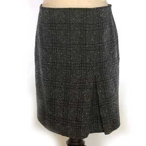 Ann Taylor Loft Petite Black Tweed Wool Silk Pencil Skirt